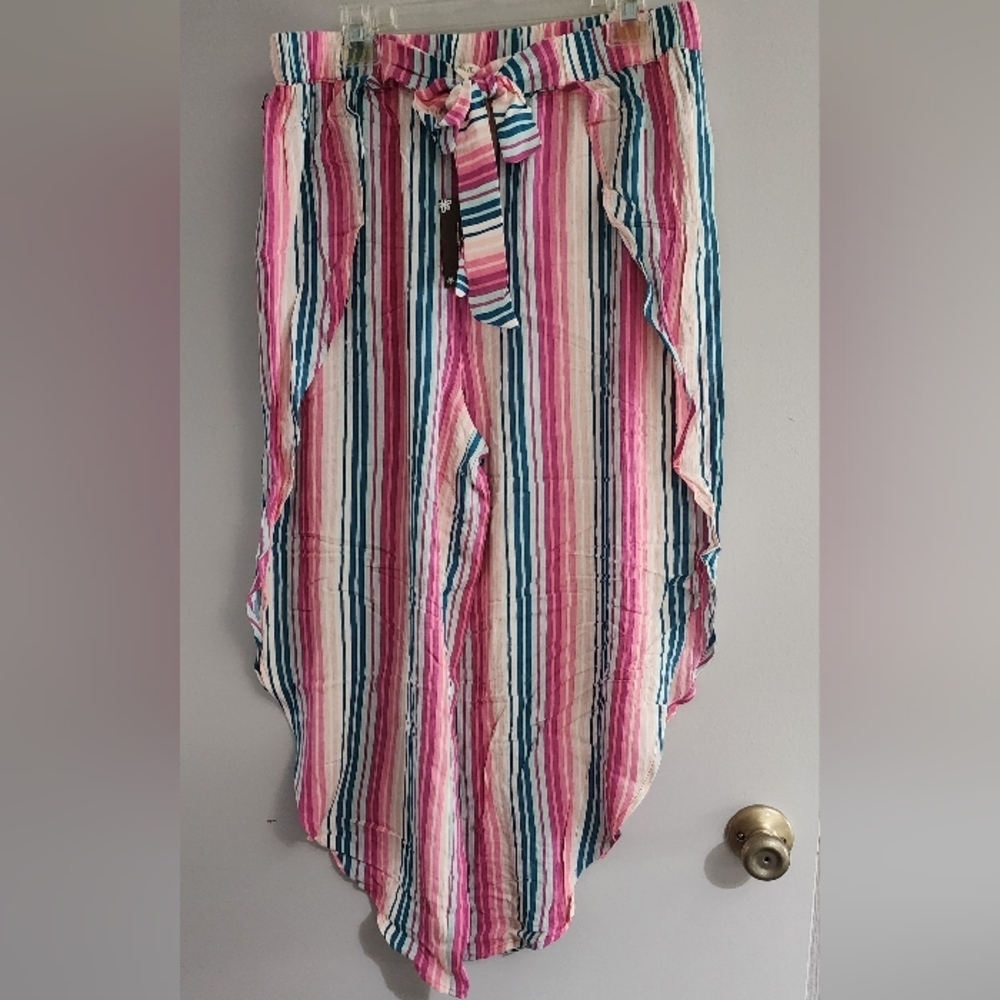 Matilda Jane Multicolor Striped Bathing Suit Cover Up Large - Picture 2 of 4